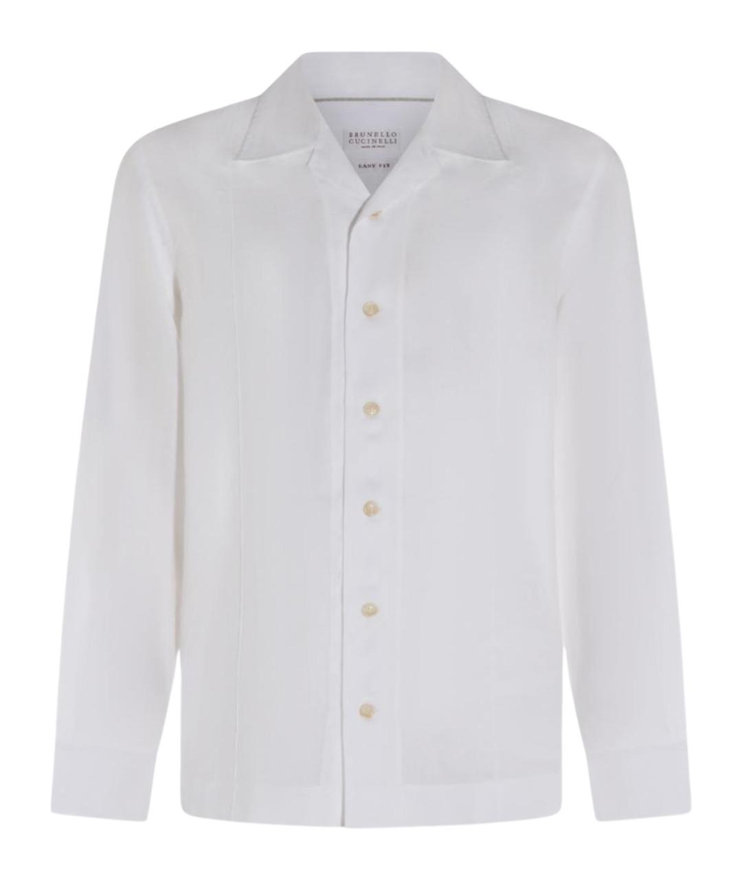 BRUNELLO CUCINELLI Белая льняная классическая рубашка, фото 1