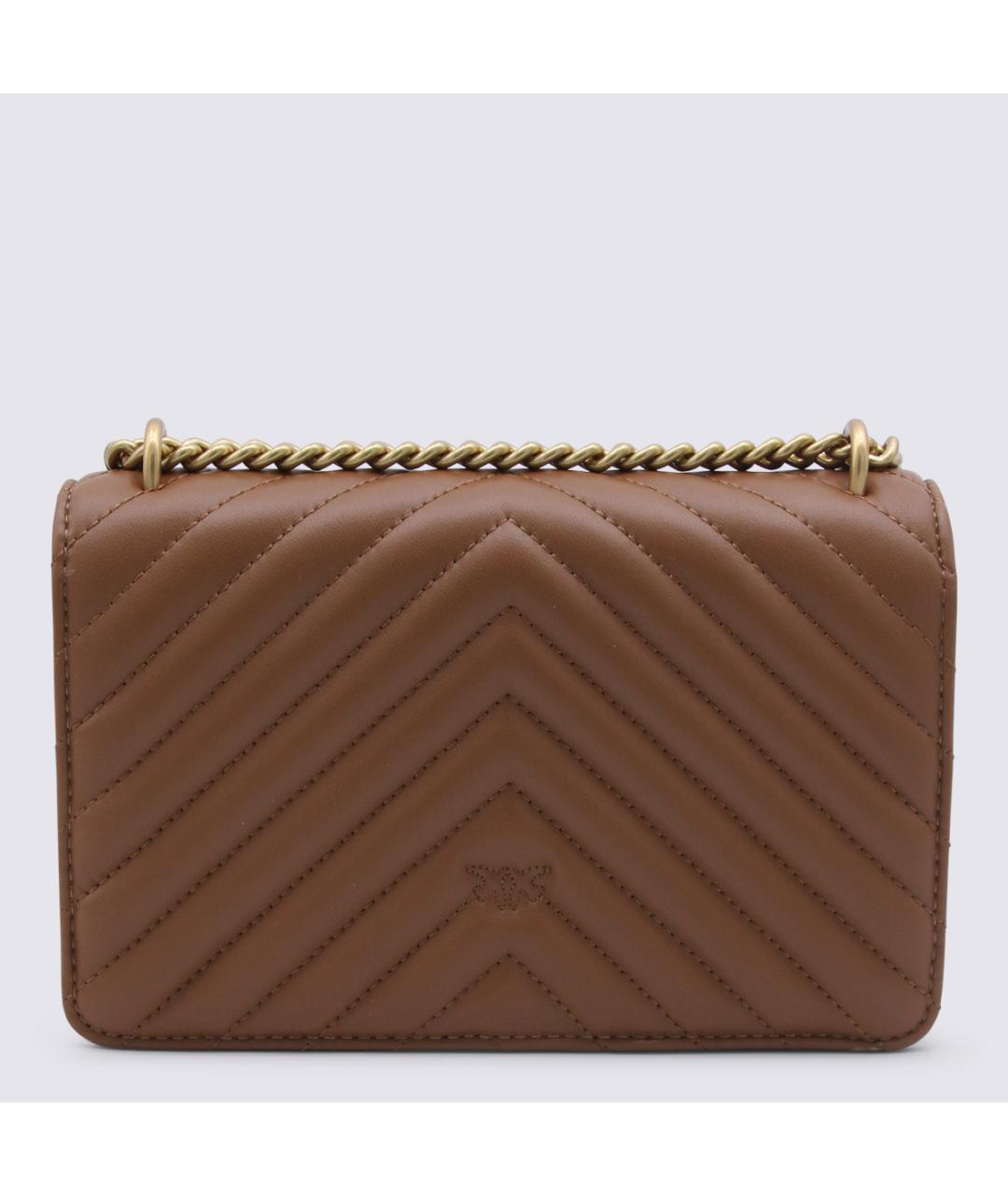 PINKO Коричневая кожаная сумка через плечо, фото 3