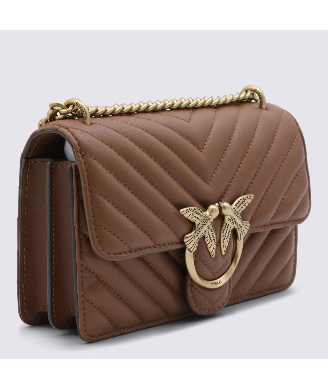 PINKO Коричневая кожаная сумка через плечо, фото 2