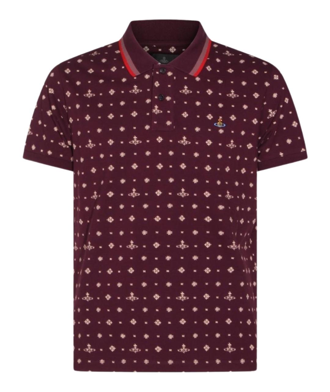 VIVIENNE WESTWOOD Бордовое хлопковое поло с коротким рукавом, фото 1
