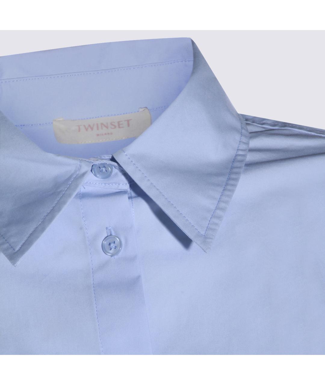 TWIN-SET Голубая хлопковая рубашка, фото 3