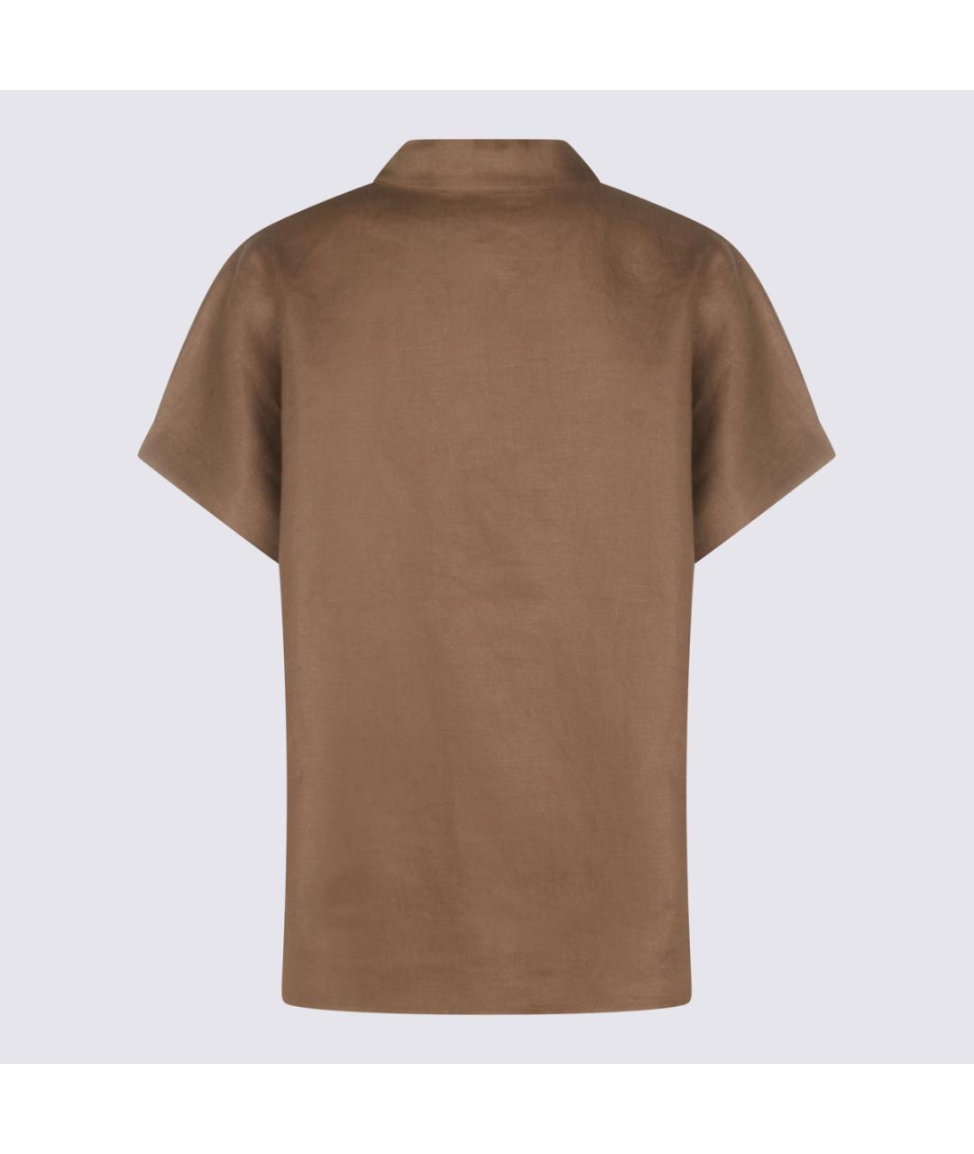 NINE IN THE MORNING Коричневая льняная футболка, фото 2