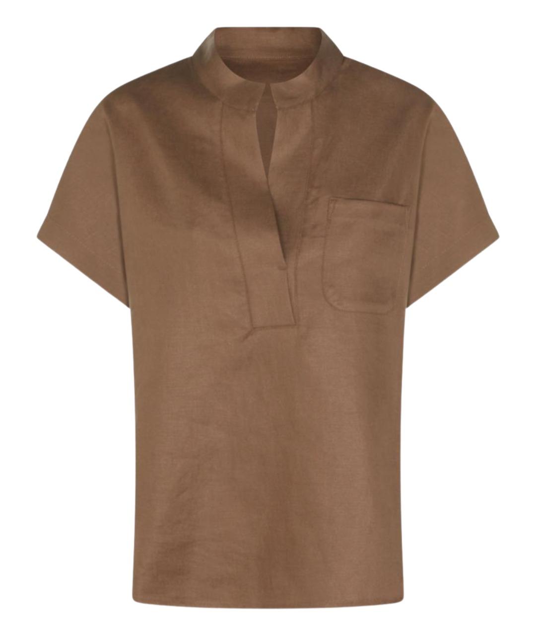 NINE IN THE MORNING Коричневая льняная футболка, фото 1