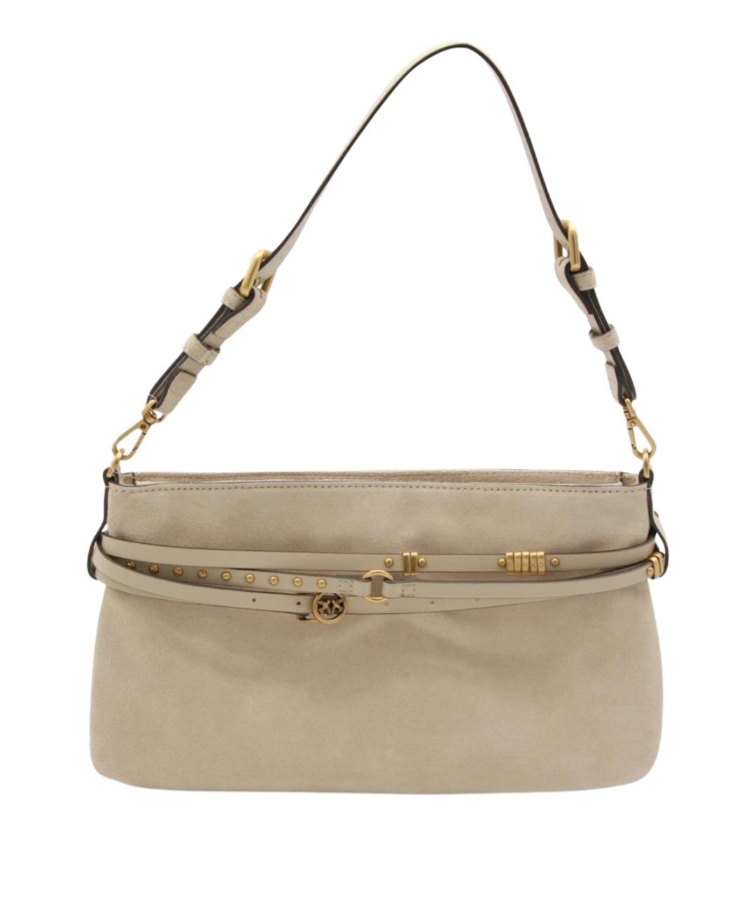 PINKO Бежевая замшевая сумка через плечо, фото 1