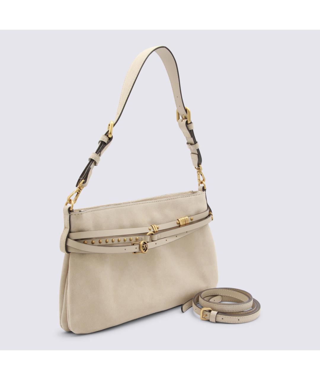 PINKO Бежевая замшевая сумка через плечо, фото 2