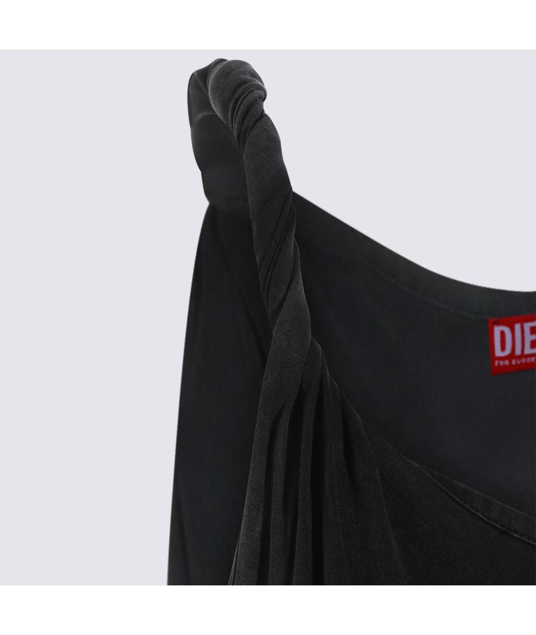 DIESEL Черное полиэстеровое вечернее платье, фото 4