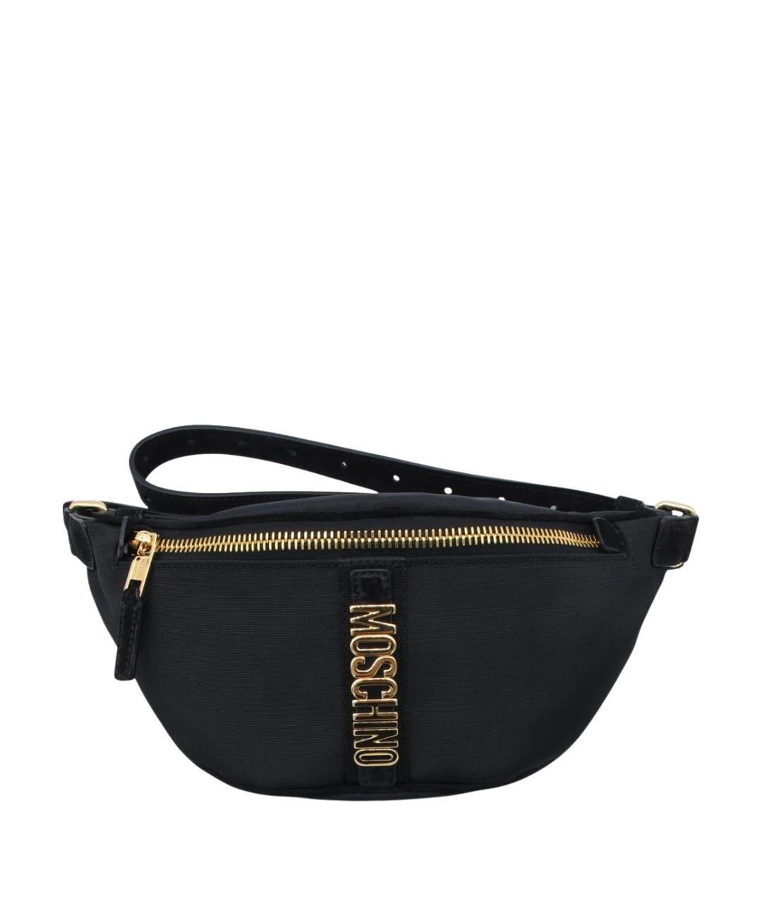 MOSCHINO Черная кожаная поясная сумка, фото 1