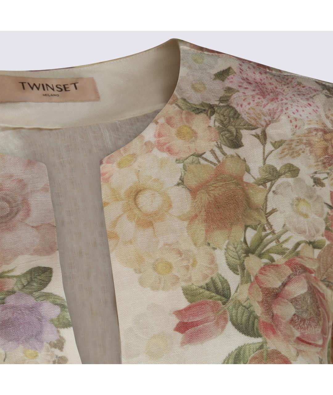 TWIN-SET Мульти льняная футболка, фото 4