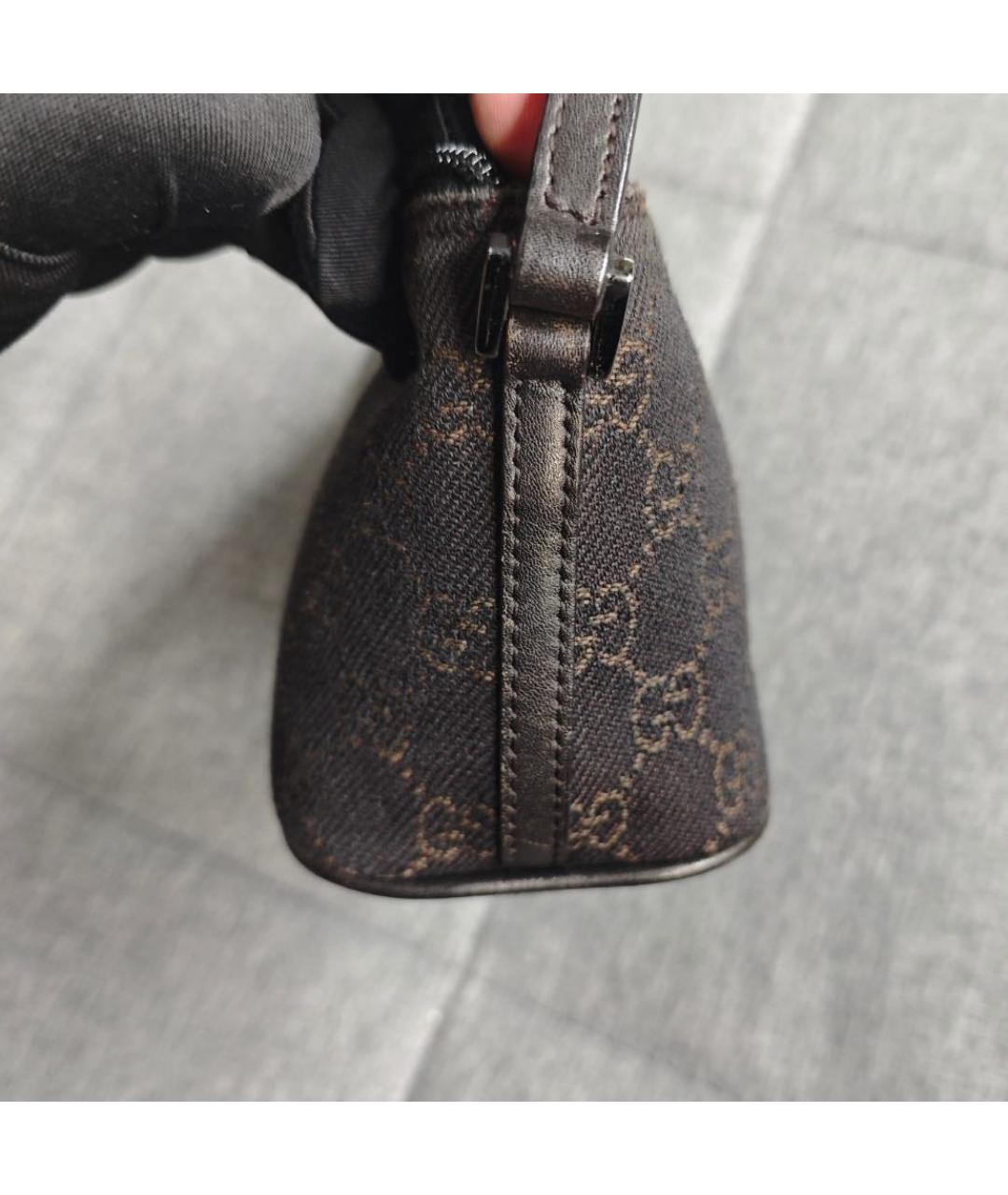 GUCCI Коричневая деним сумка с короткими ручками, фото 6