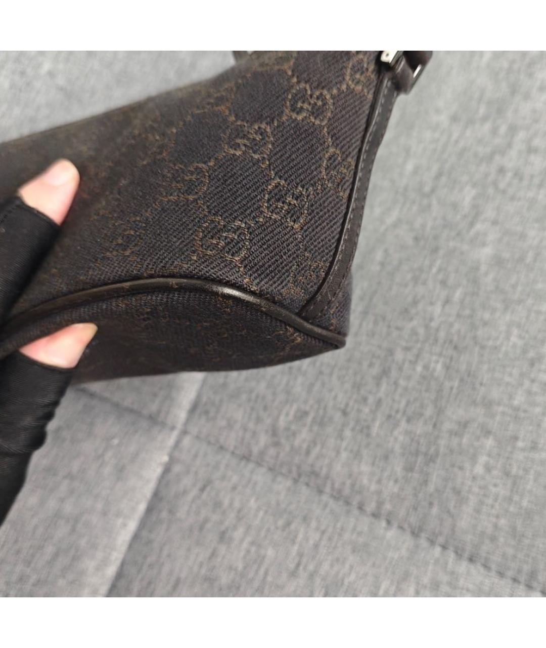 GUCCI Коричневая деним сумка с короткими ручками, фото 7