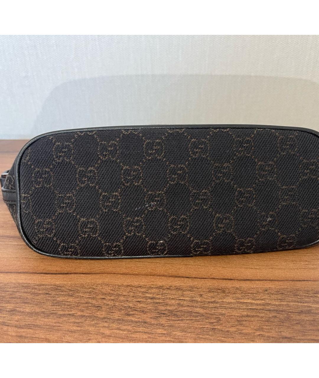 GUCCI Коричневая деним сумка с короткими ручками, фото 5