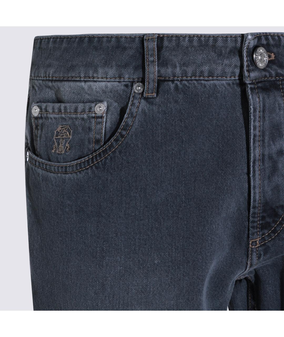 BRUNELLO CUCINELLI Синие хлопковые прямые джинсы, фото 3