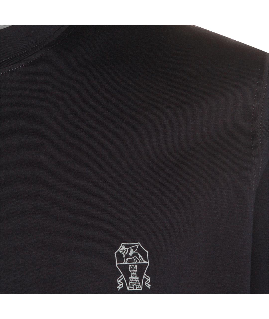 BRUNELLO CUCINELLI Темно-синяя хлопковая футболка, фото 3