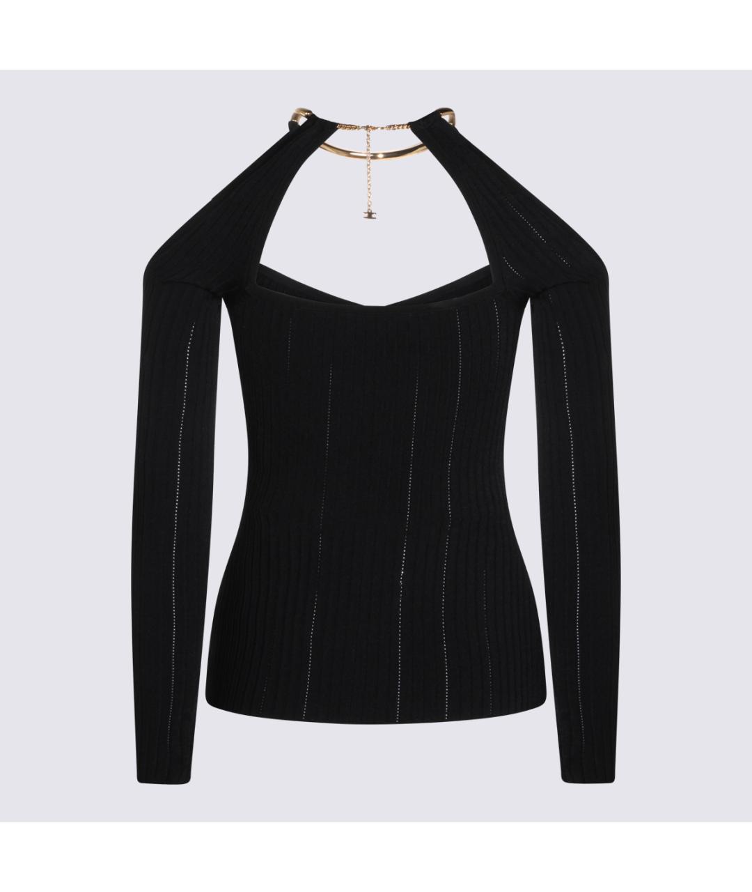 ELISABETTA FRANCHI Черный вискозный джемпер / свитер, фото 2