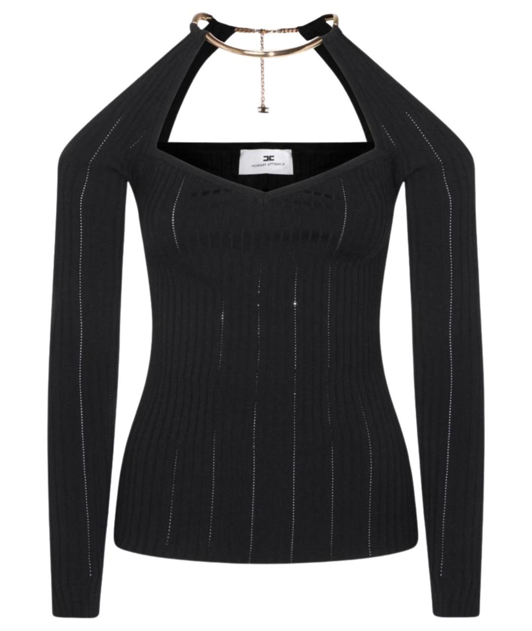 ELISABETTA FRANCHI Черный вискозный джемпер / свитер, фото 1