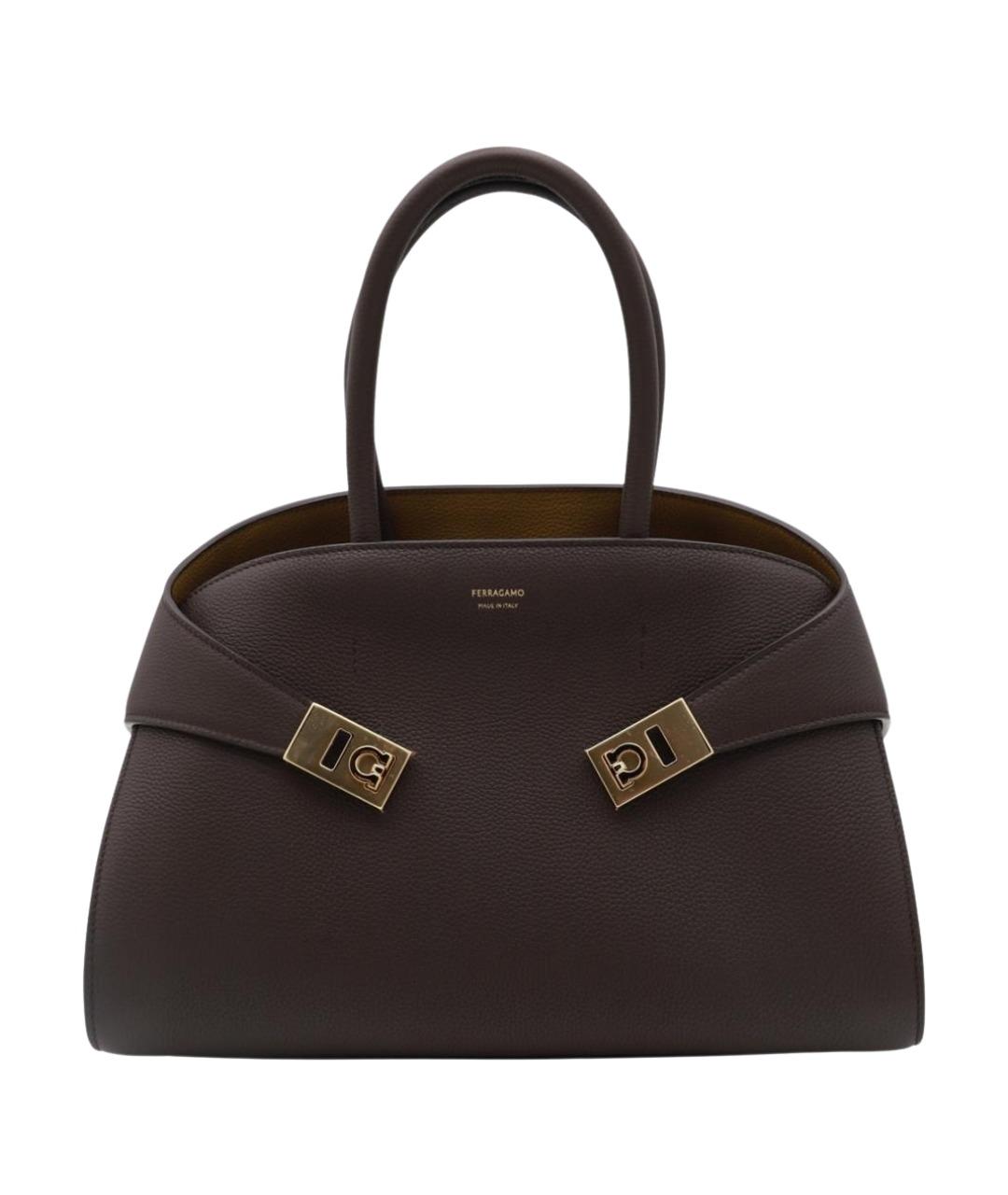 FERRAGAMO Коричневая кожаная сумка тоут, фото 1