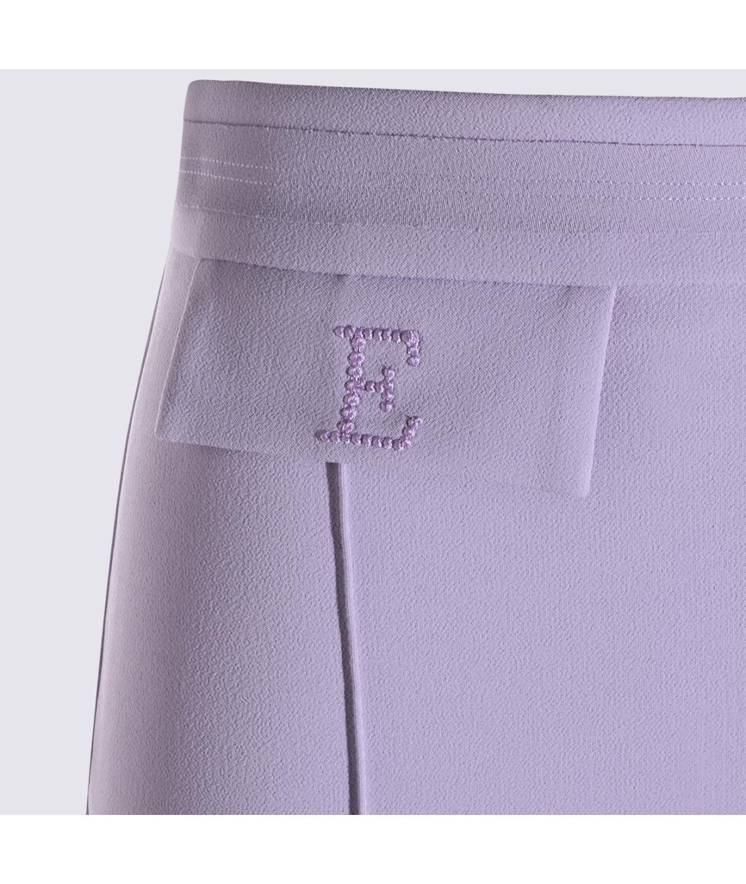 ELISABETTA FRANCHI Фиолетовые полиэстеровые прямые брюки, фото 3