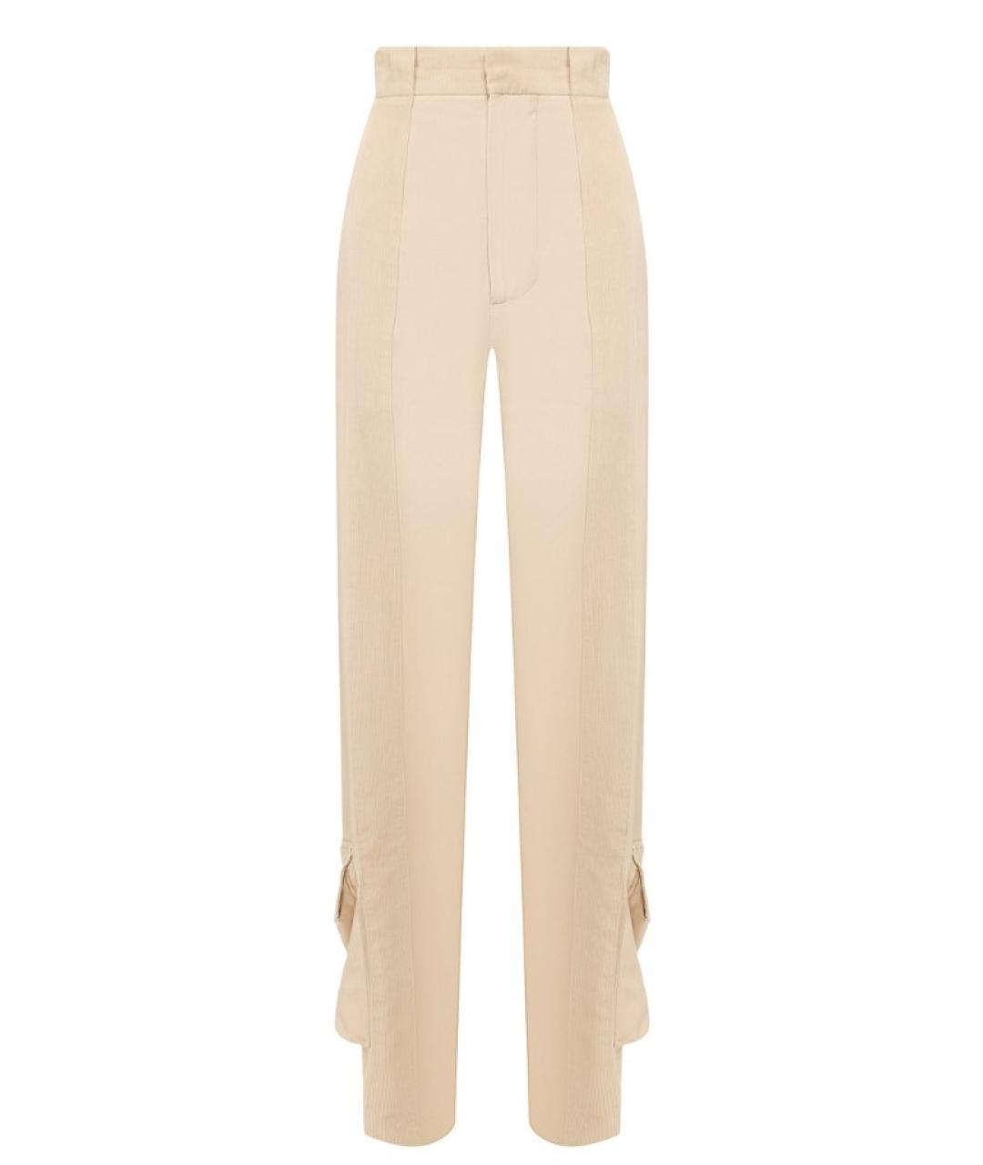 BOTTEGA VENETA Бежевые вискозные прямые брюки, фото 7