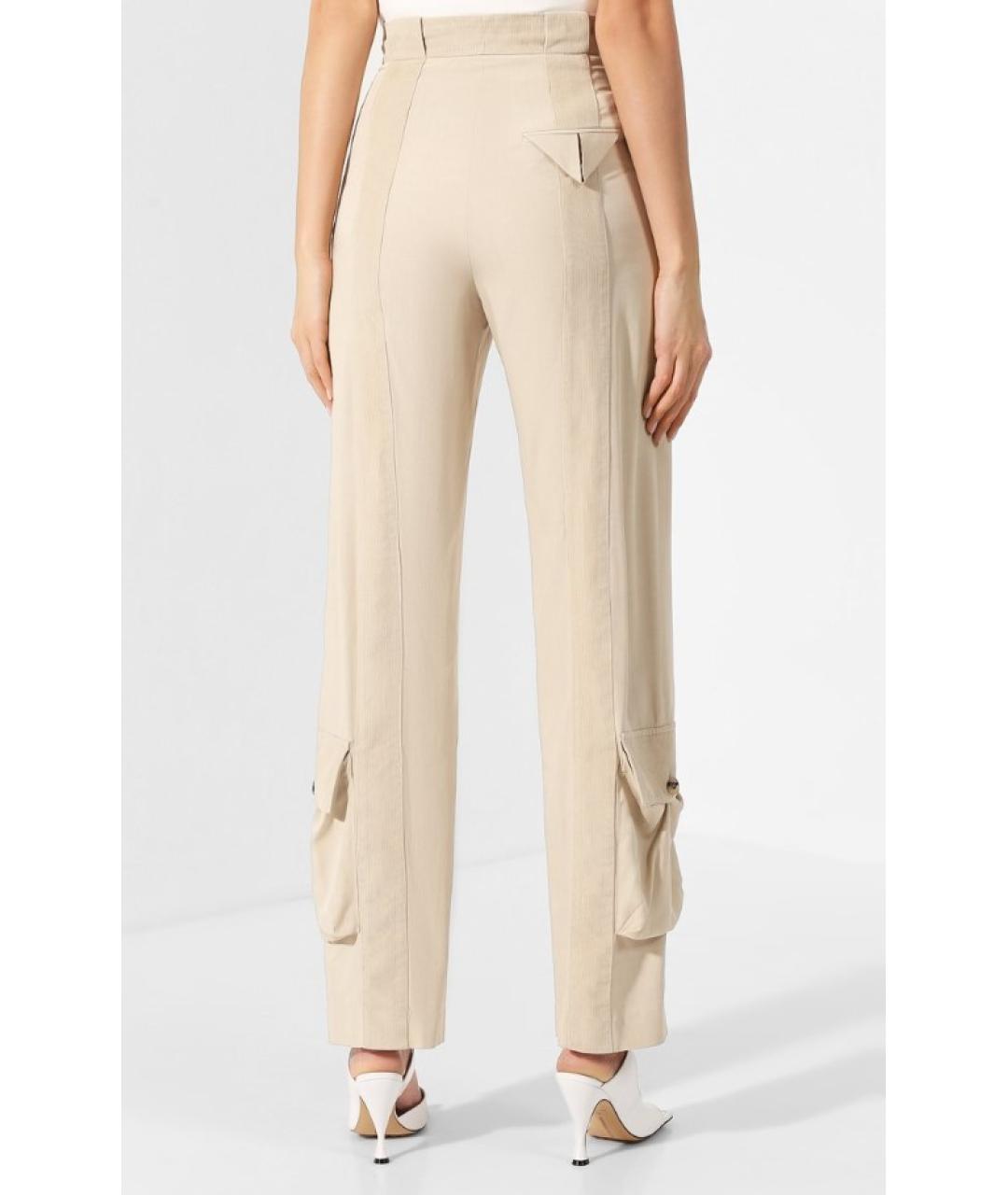 BOTTEGA VENETA Бежевые вискозные прямые брюки, фото 2