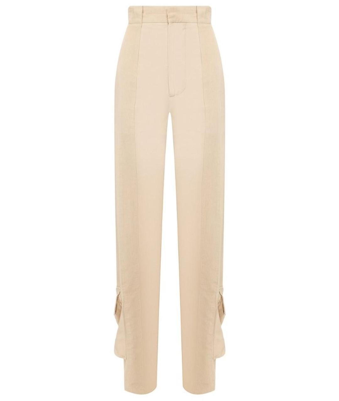 BOTTEGA VENETA Бежевые вискозные прямые брюки, фото 1