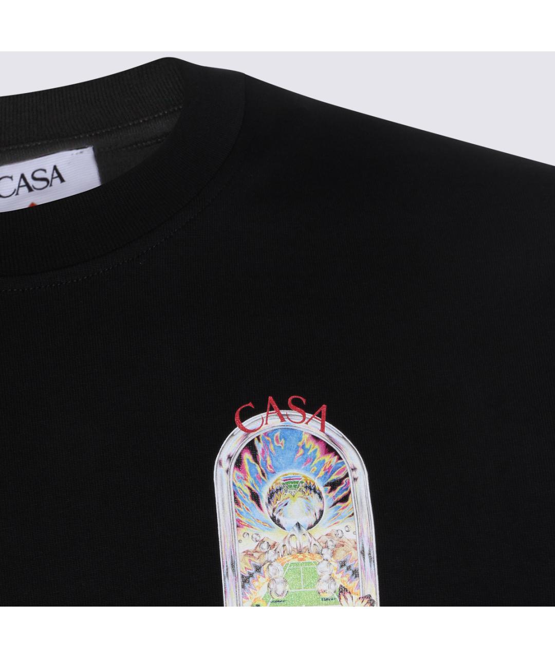 CASABLANCA Черная хлопковая футболка, фото 3