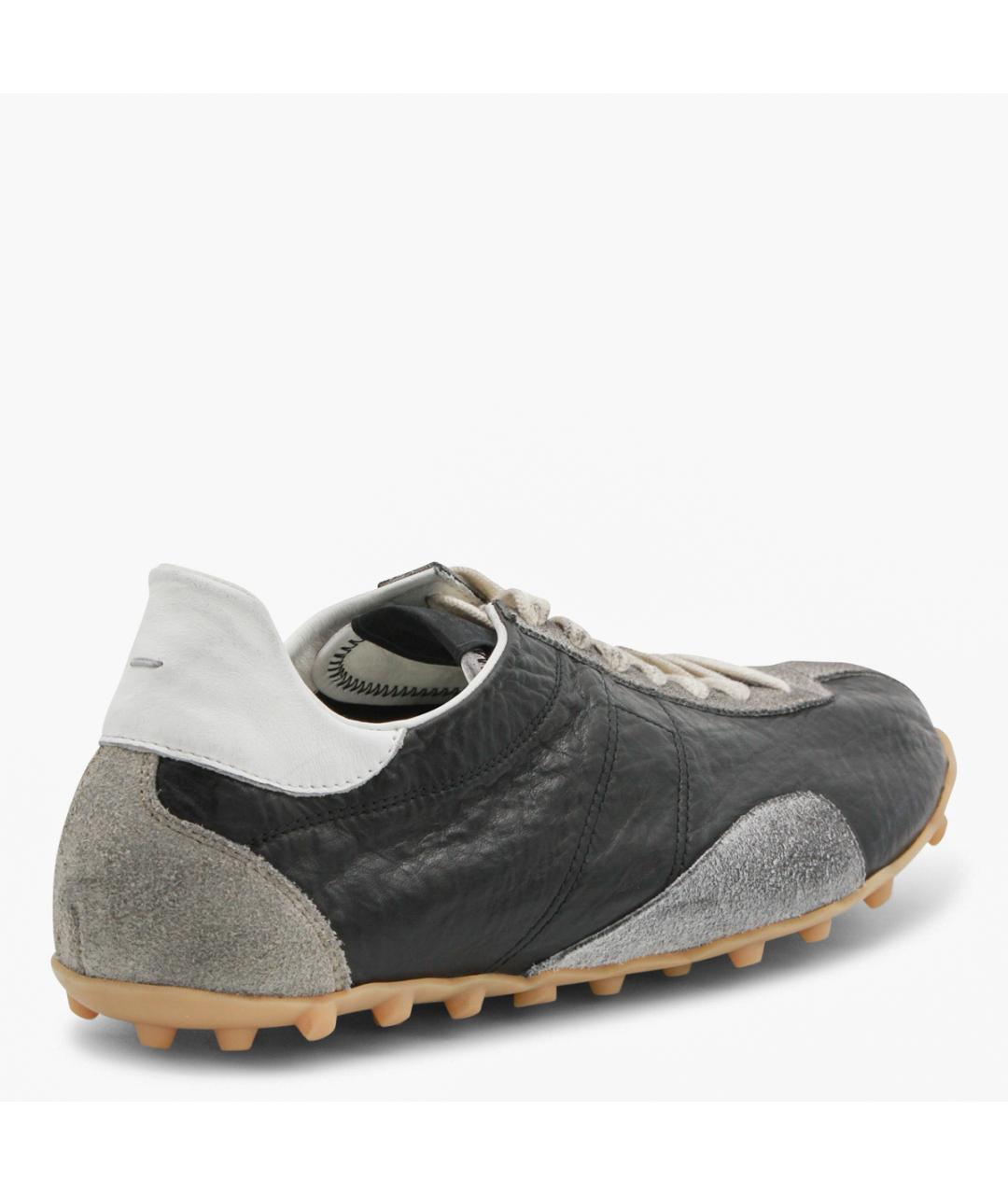 MAISON MARGIELA Черные кожаные низкие кроссовки / кеды, фото 3