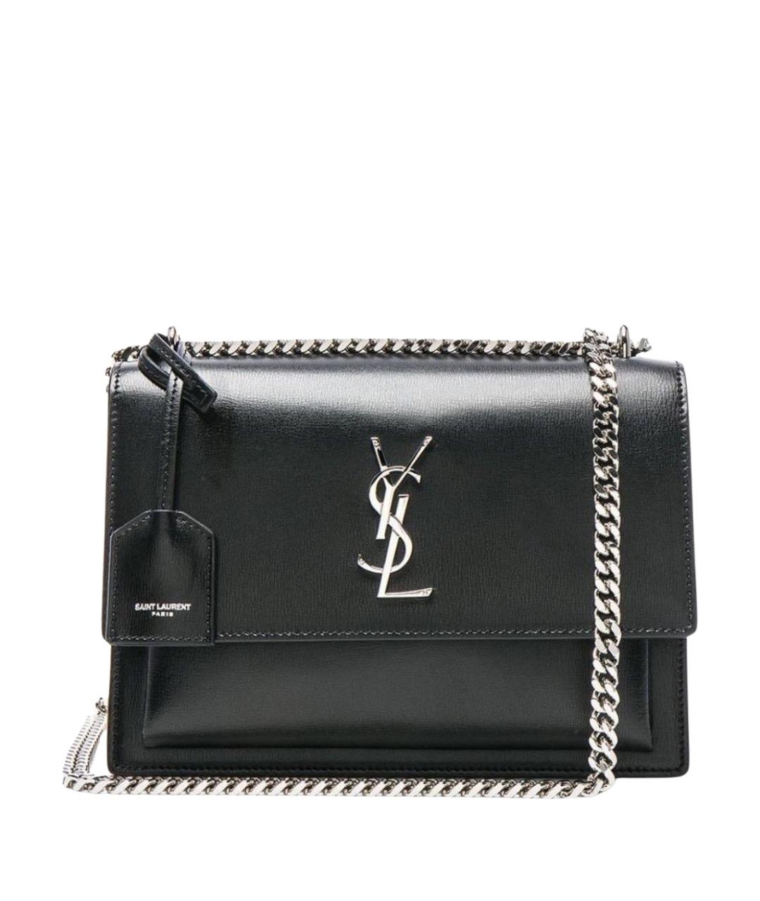 SAINT LAURENT Черная кожаная сумка через плечо, фото 1