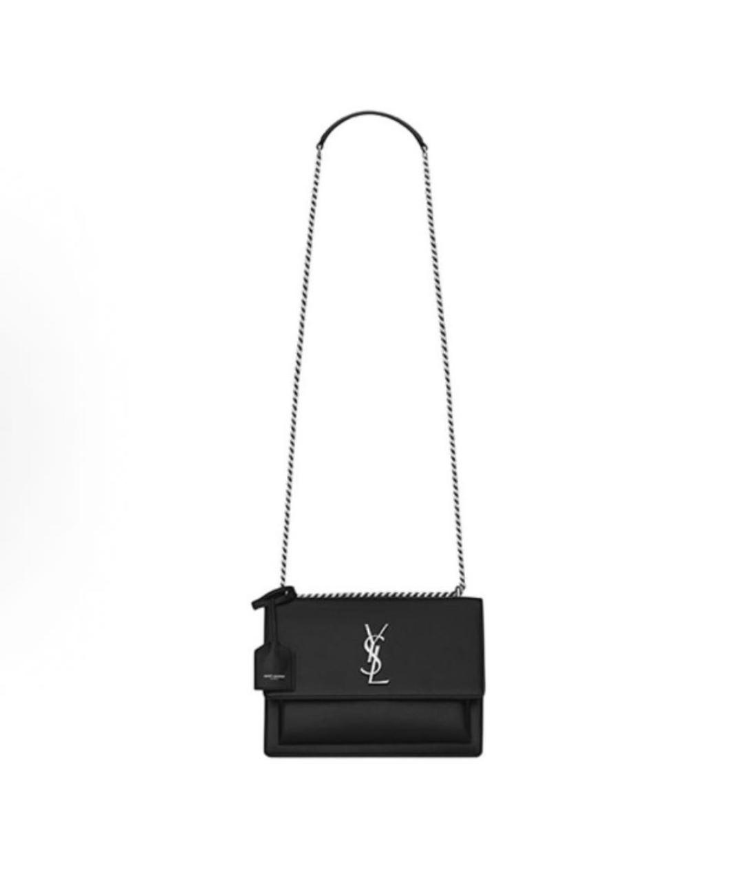 SAINT LAURENT Черная кожаная сумка через плечо, фото 5