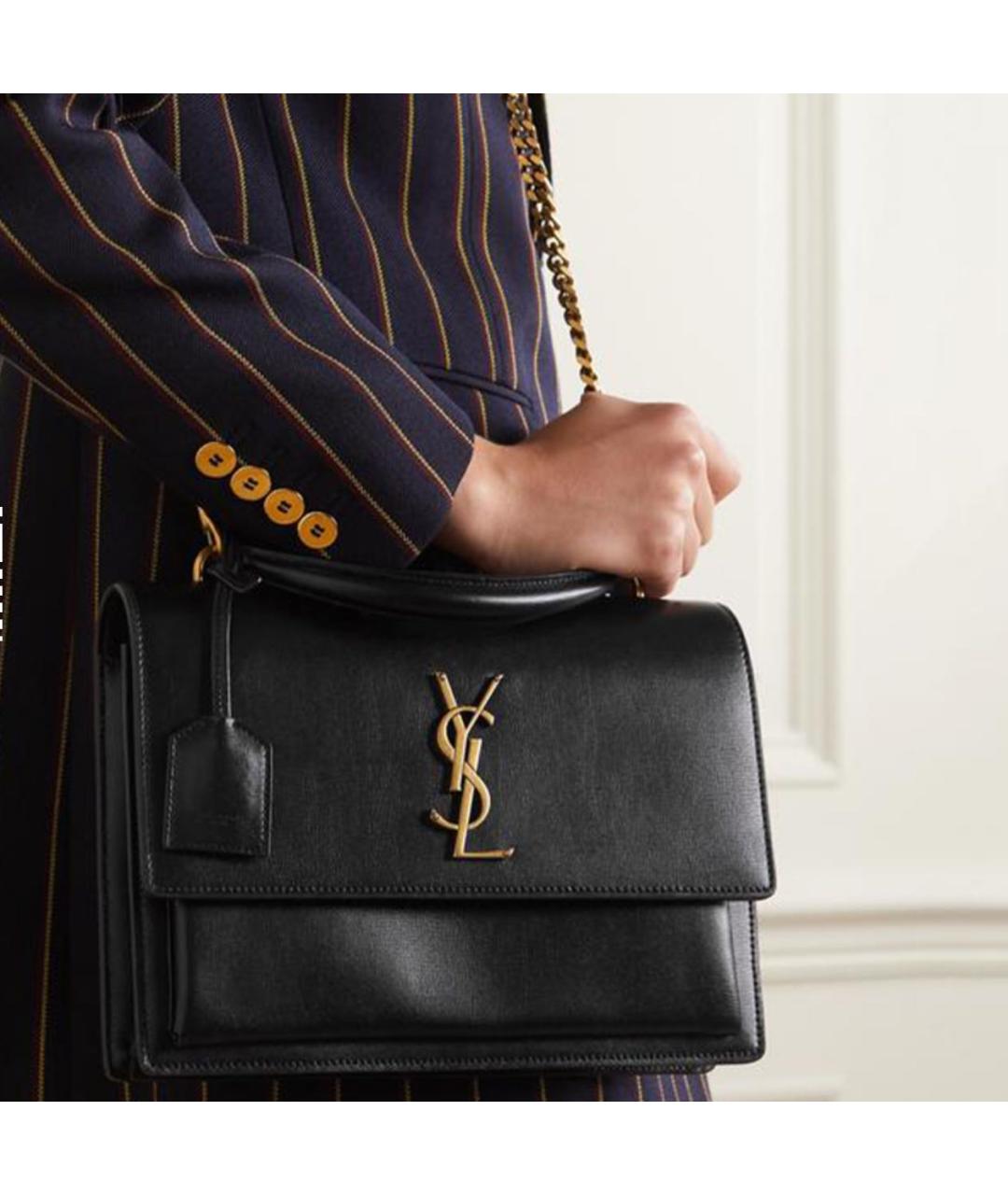 SAINT LAURENT Черная кожаная сумка через плечо, фото 2