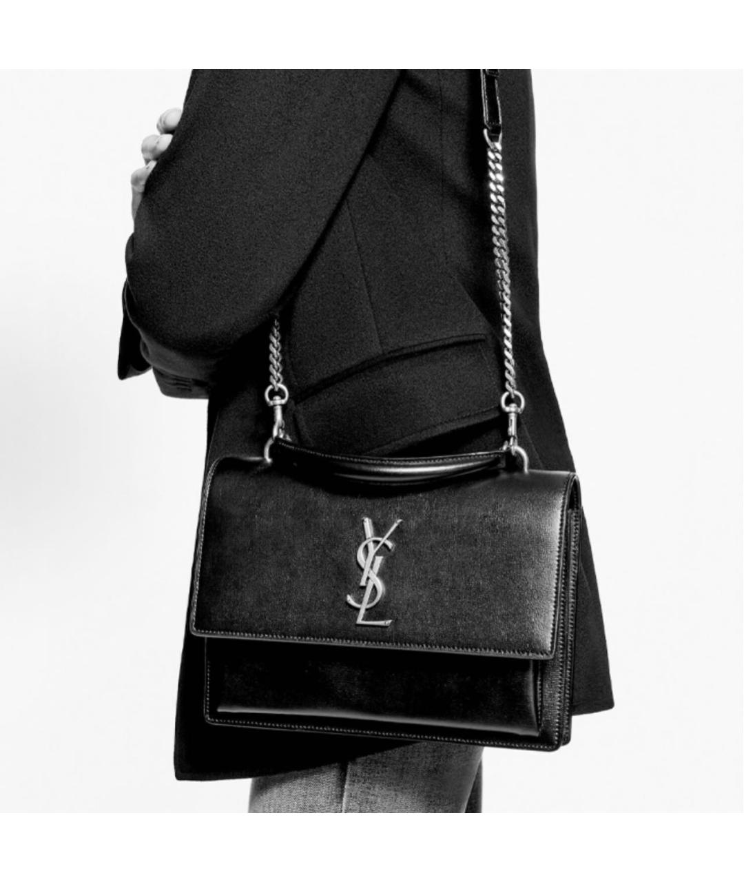 SAINT LAURENT Черная кожаная сумка через плечо, фото 3