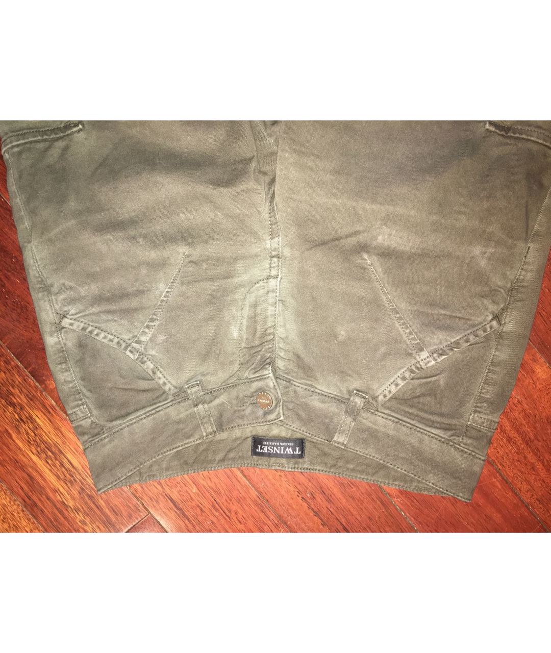 TWIN-SET Зеленые хлопко-эластановые брюки узкие, фото 3