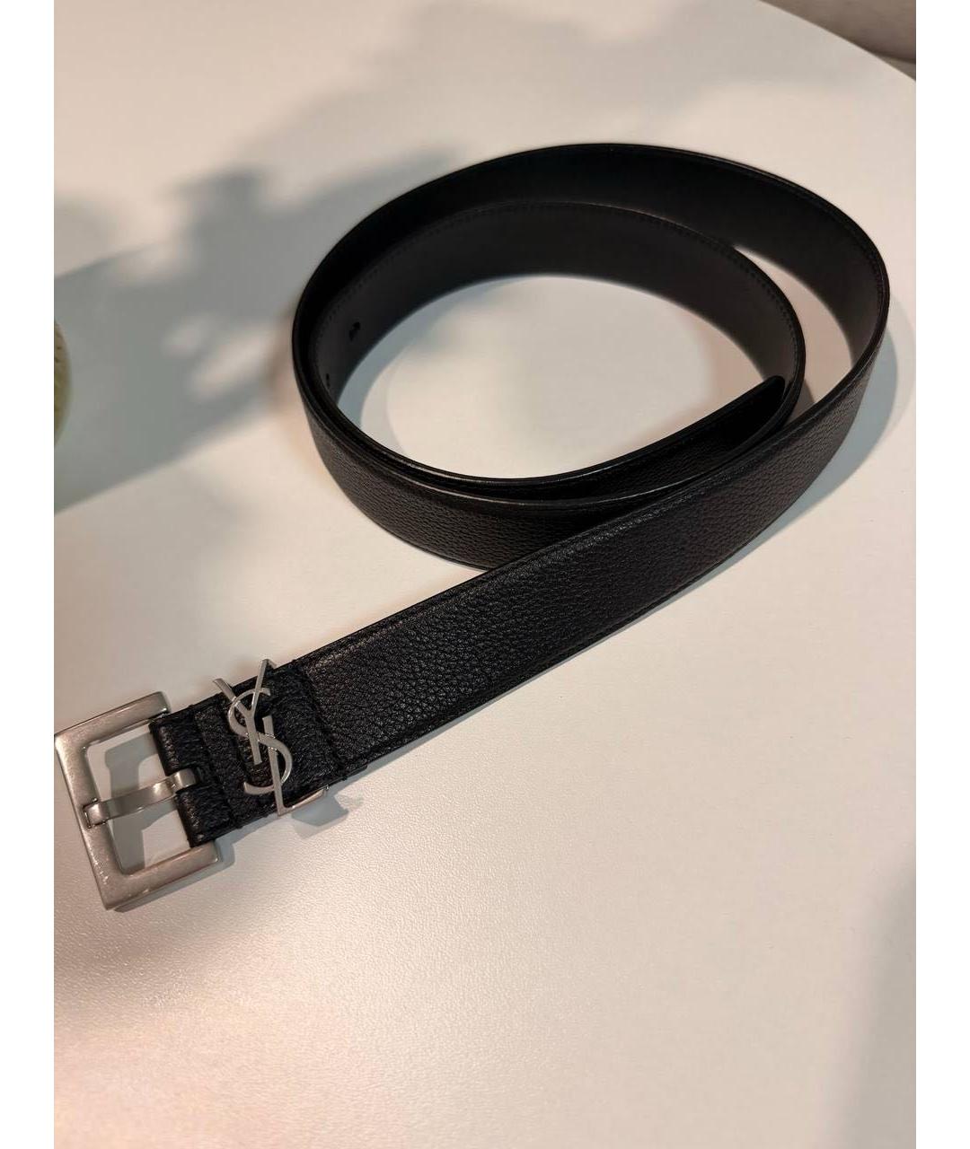 SAINT LAURENT Черный кожаный ремень, фото 4