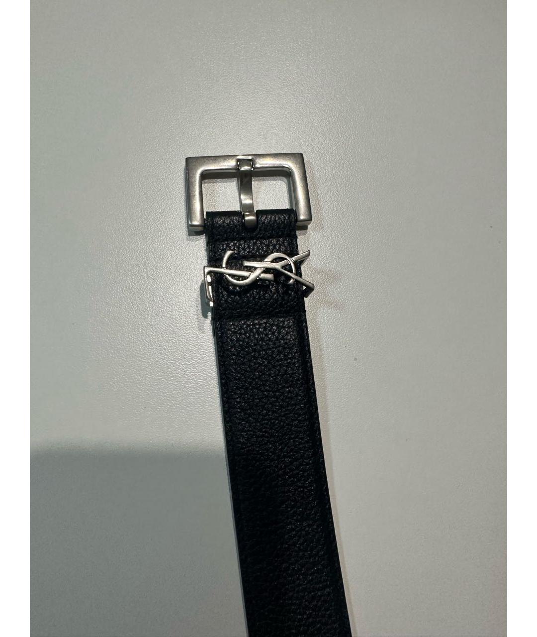SAINT LAURENT Черный кожаный ремень, фото 2
