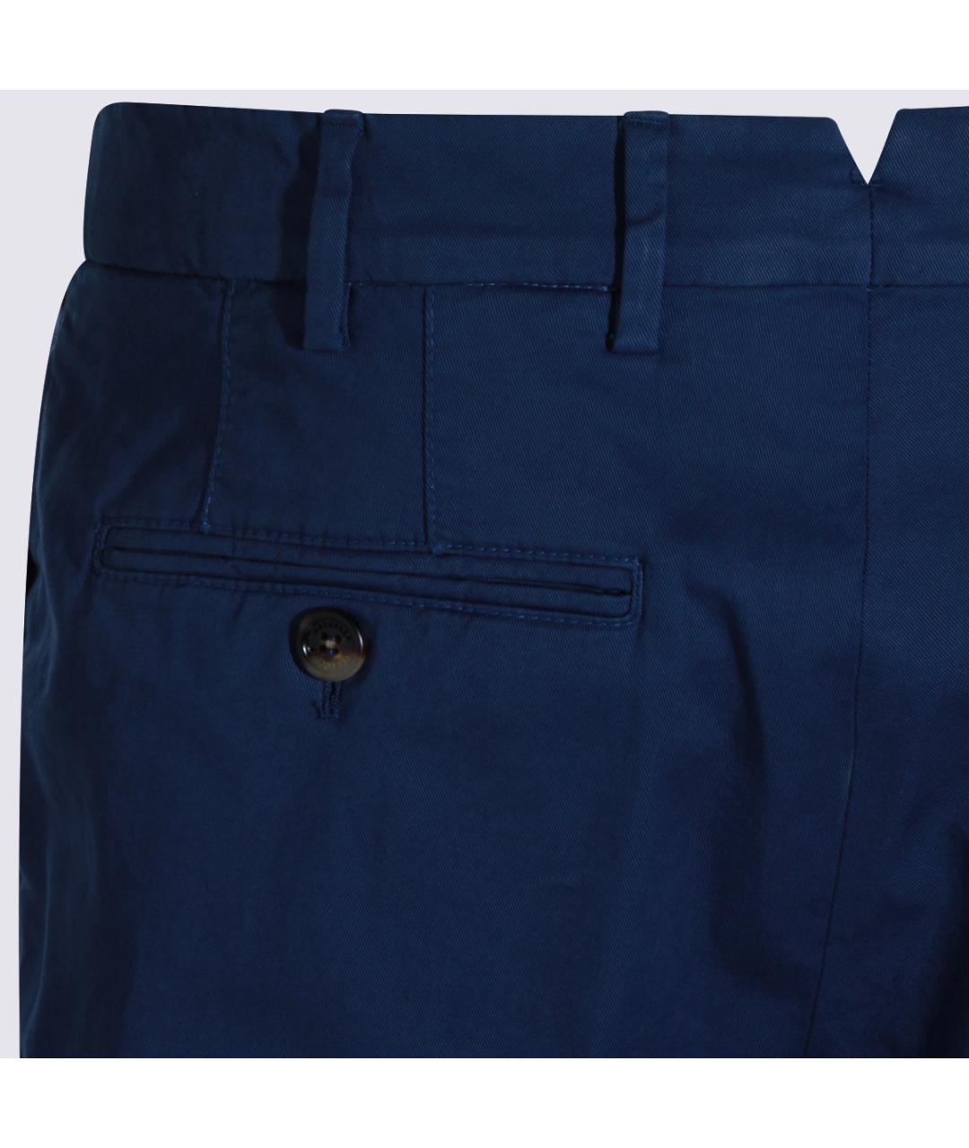 BRUNELLO CUCINELLI Синие хлопковые повседневные брюки, фото 4