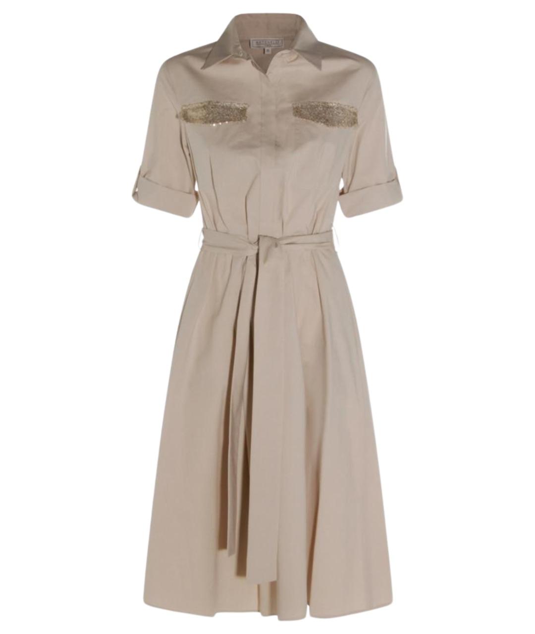 ANTONELLI FIRENZE Бежевое хлопковое повседневное платье, фото 1