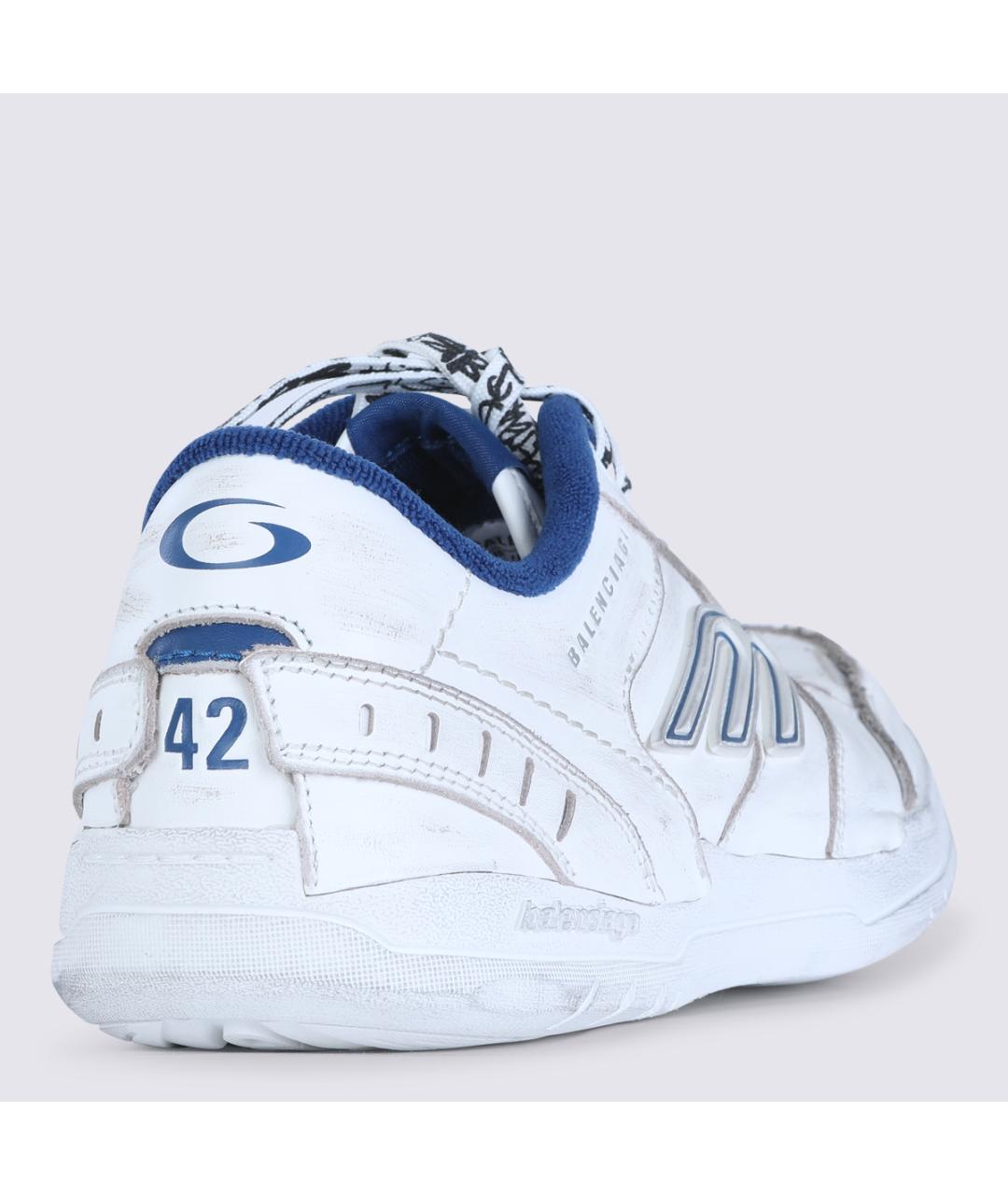 BALENCIAGA Белые кожаные низкие кроссовки / кеды, фото 3