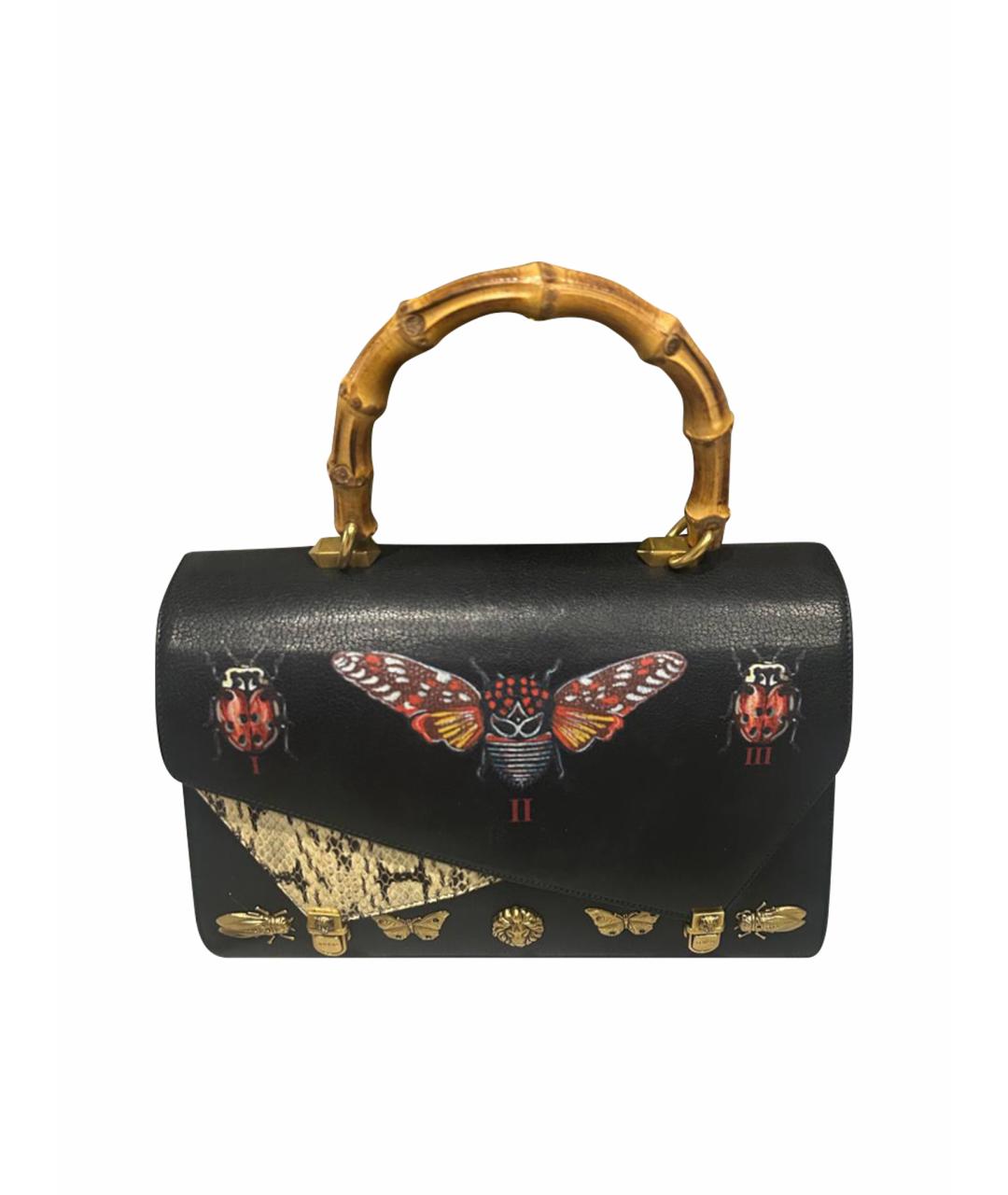 GUCCI Черная кожаная сумка с короткими ручками, фото 1