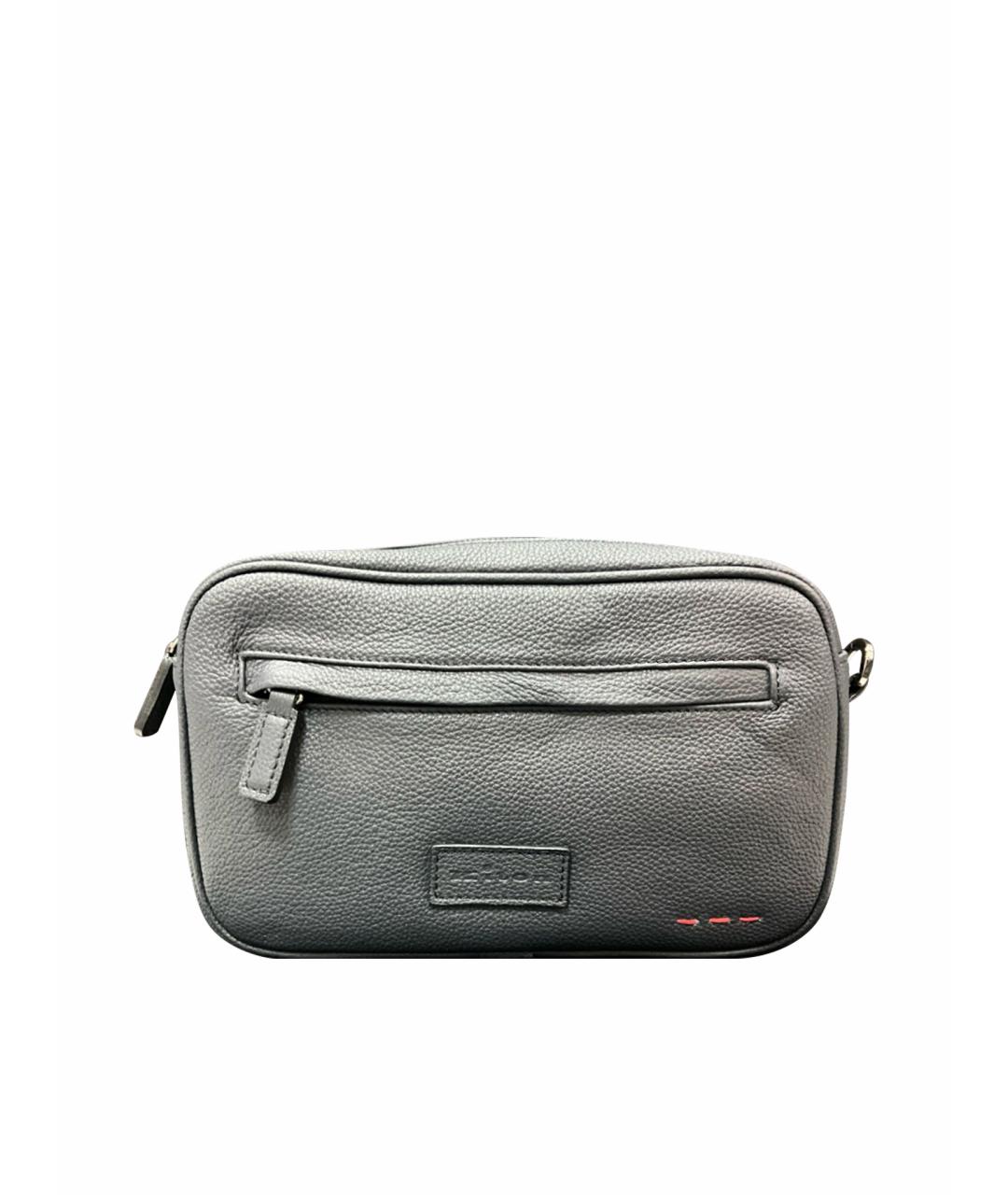 KITON Темно-синяя кожаная барсетка, фото 1