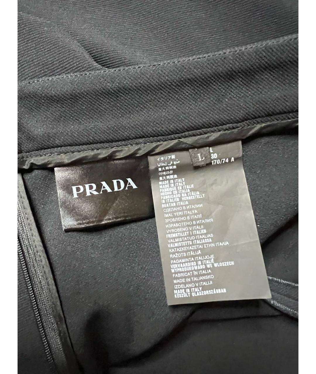 PRADA Черные полиэстеровые брюки узкие, фото 7