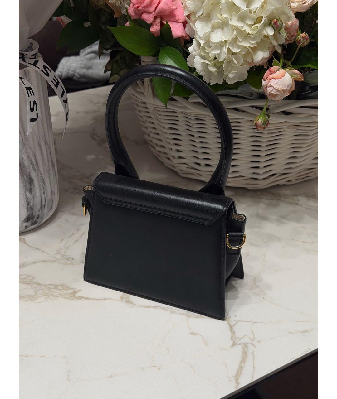 JACQUEMUS Черная кожаная сумка с короткими ручками, фото 3