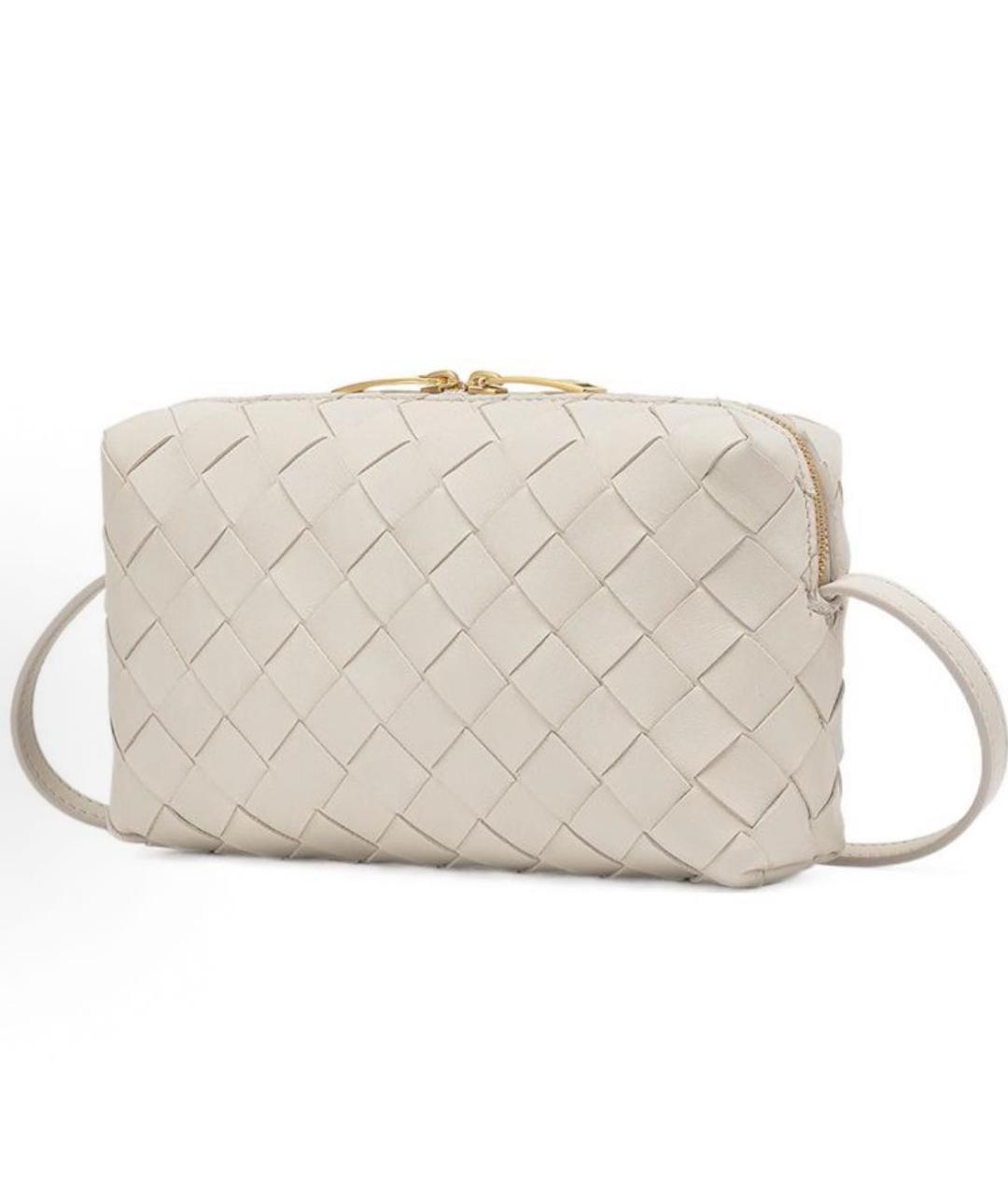 BOTTEGA VENETA Белая кожаная сумка через плечо, фото 3