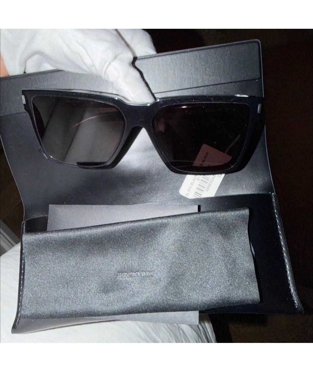 SAINT LAURENT Черные пластиковые солнцезащитные очки, фото 4