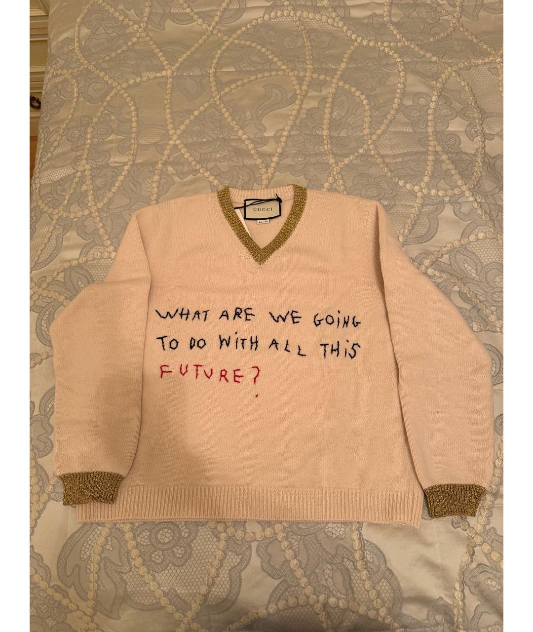 GUCCI Бежевый шерстяной джемпер / свитер, фото 5