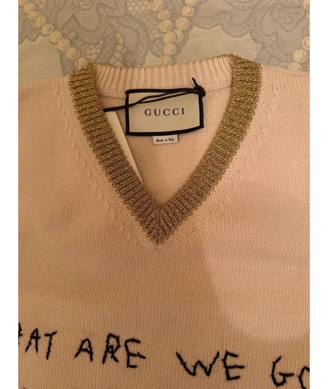 GUCCI Бежевый шерстяной джемпер / свитер, фото 2