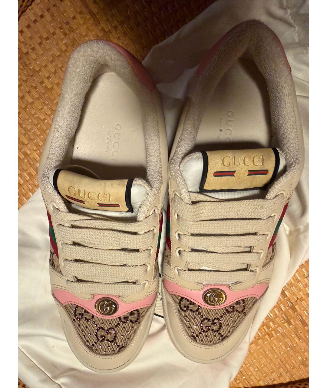 GUCCI Белые кожаные кроссовки, фото 3