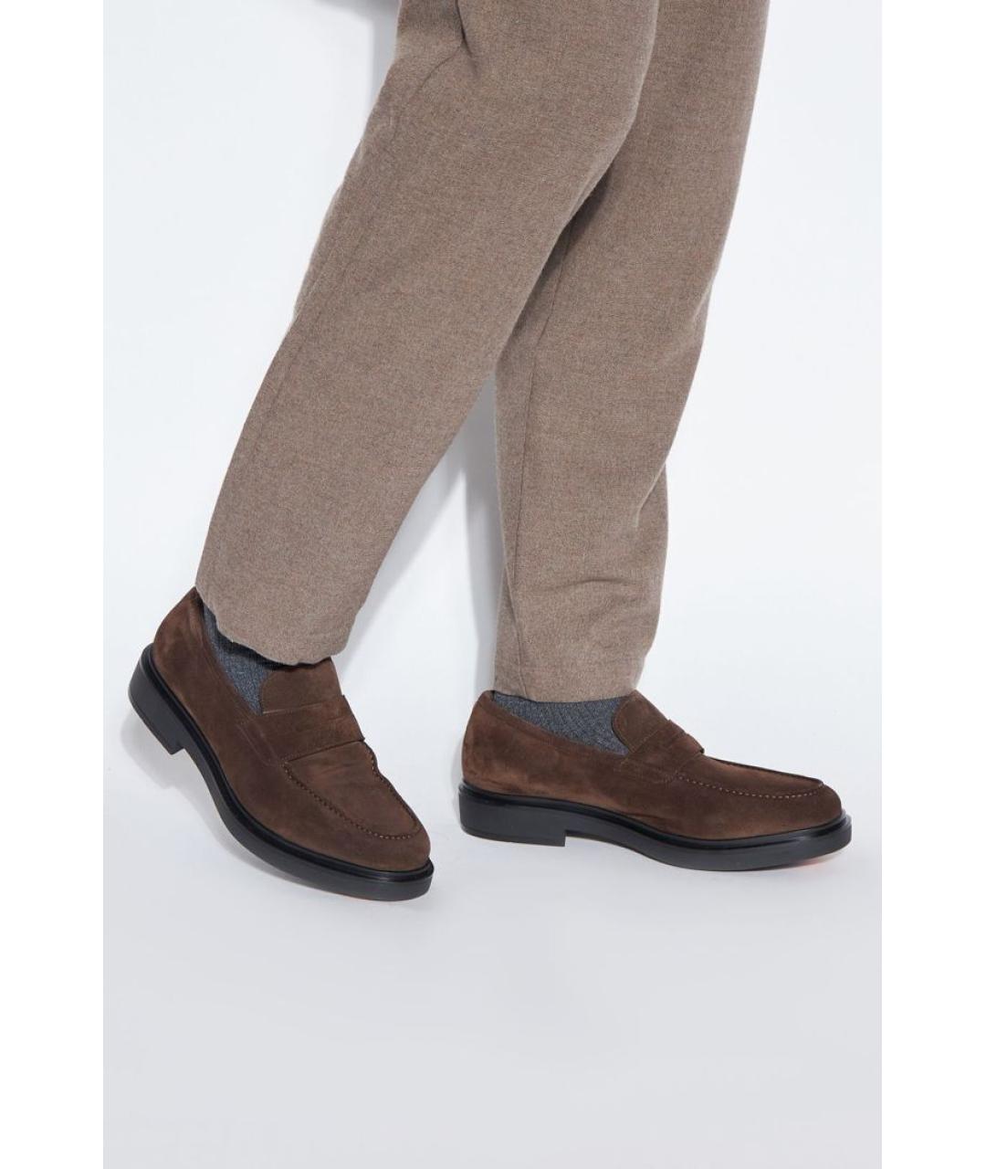 SANTONI Коричневые замшевые лоферы, фото 3