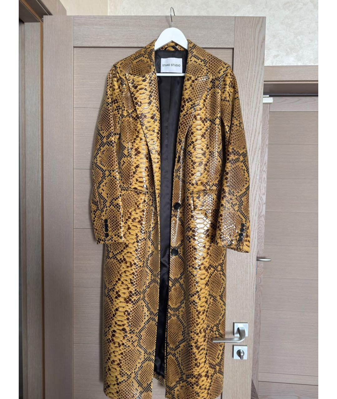 STAND STUDIO Горчичный полиэстеровый тренч/плащ, фото 2