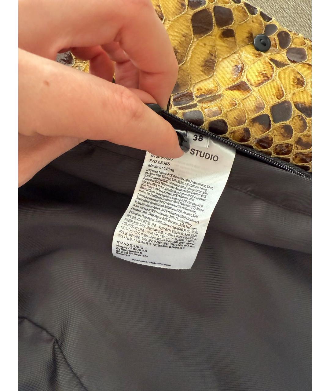 STAND STUDIO Горчичный полиэстеровый тренч/плащ, фото 4