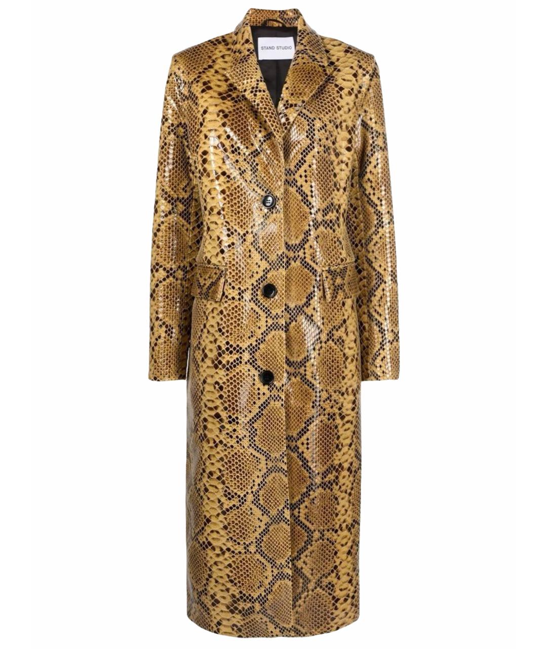 STAND STUDIO Горчичный полиэстеровый тренч/плащ, фото 1