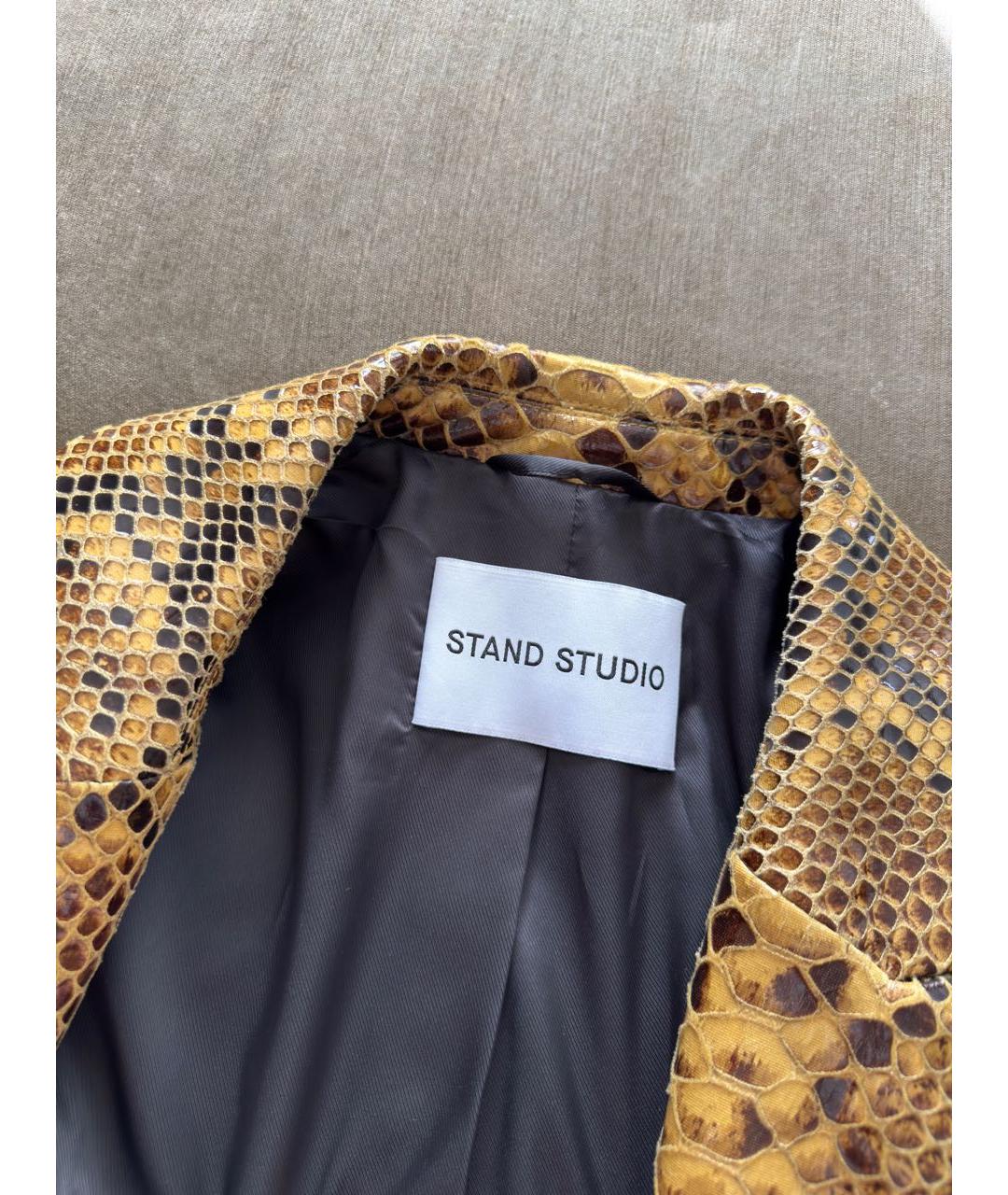 STAND STUDIO Горчичный полиэстеровый тренч/плащ, фото 3